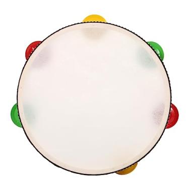 Imagem de CIADAZ Tambor de mão de pandeiro de madeira de 8 polegadas com linha única 6 pçs pratos de metal jingles instrumento de percussão musical para jogos infantis adultos aplicam-se à festa KTV da igreja