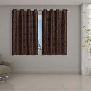 Imagem de Cortina Blackout prata com Voil Xadrez 2,80 m x 1,60 m Tabaco