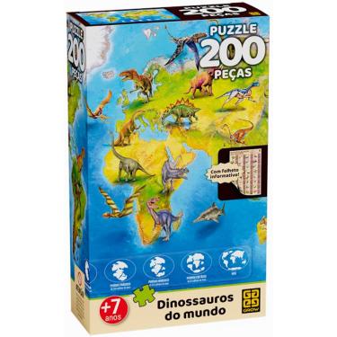 Imagem de Quebra Cabeça Puzzle 200 Peças Dinossauros Do Mundo Grow