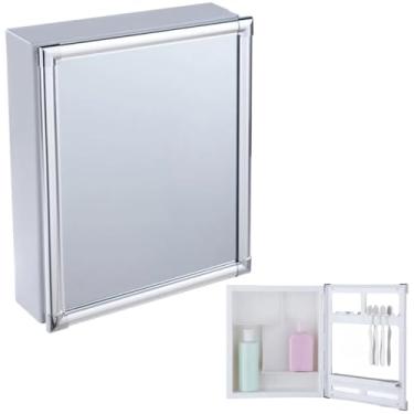 Imagem de Armário Banheiro Espelheira Sobrepor Branco | Com Perfil de Alumínio | 31x10x36cm | 01 Porta | Astra