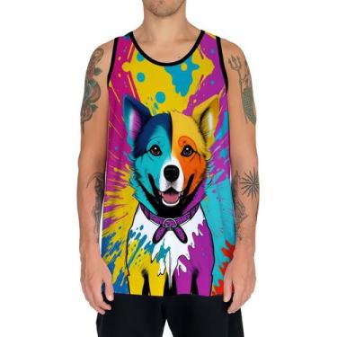 Imagem de Camiseta Regata Tshirt Estampa Cachorro Pop Art Colorido  - Enjoy Shop