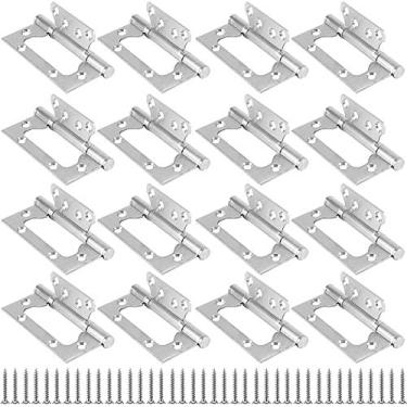 Imagem de ZOENHOU 16 peças 10 x 7 polegadas Dobradiças de porta sem encaixes, Dobradiças de porta de aço inoxidável com parafusos de montagem de 128 peças e rolamento de esferas atualizado para movimento suave e silencioso