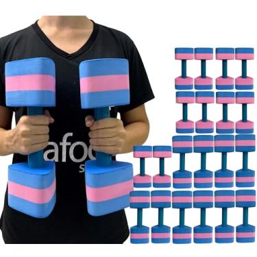 Imagem de Kit 10 Pares Halteres Hidroginástica Em EVA P 1-2kg M 2-3kg Azul/Rosa Dafoca Sports