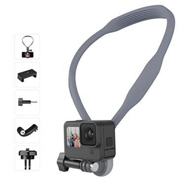 Imagem de TELESIN Kit de suporte magnético para pescoço com adaptador vertical de clipe de telefone, suporte de colar de selfie POV, acessórios para GoPro 13 12 11 10 9 8 Insta360 X5 Go3 Ace Pro DJI Action 3 4