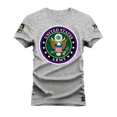 Imagem de Camiseta Plus Size Shirt Premium 30.1 Algodão Estampada United States Cinza G2