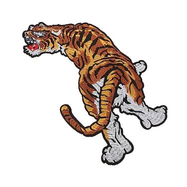 Imagem de NUOBESTY Adesivos de pano bordado de tigre animal apliques de remendos de animais apliques decorativos costurar remendos apliques bordados as costas placa uniforme de cavaleiro