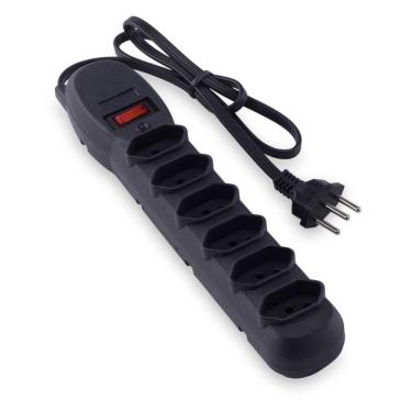 Imagem de Filtro de linha 6 tomadas Forceline - Bivolt - Cabo 0,8 metros - Preto - 0060605006