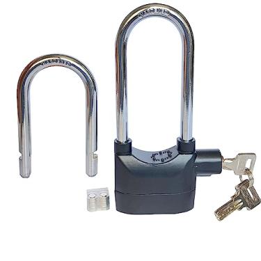 Imagem de LianShi Bloqueio de alarme de feixe cruzado longo 110dba Sistema de bloqueio de alarme de segurança universal anti-roubo para motor de porta, cadeado de bicicleta com 3 teclas (1 peça)