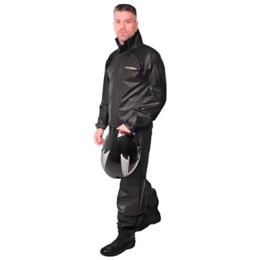 Imagem de Conjunto Capa de chuva Motoqueiro Tamanho M PVC 0,28mm Combate Com Gola Masculino Preto...