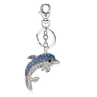 Imagem de Chaveiro estiloso Liavy's Dolphin Charm - Cristal brilhante - 4 cores, Azul