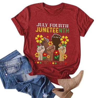 Imagem de Camisetas femininas Juneteenth 1865 Black History Tops Independence Day Floral Graphic Túnica Freedom Celebrate Blouse, Vermelho, G