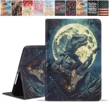 Imagem de FQTBCEARI Capa para tablet Samsung Galaxy Tab A9 Plus 11 polegadas 2023 (SM-X210/X216/X218), capa fina de couro PU, suporte ajustável com capa de despertar/hibernar automaticamente, dinossauro tocando