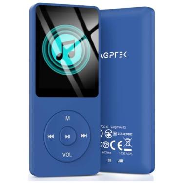 Imagem de AGPTEK Leitor de MP3 A02S de 16 GB, reprodutor de música de som sem perdas de 70 horas, suporta até 128 GB, azul escuro