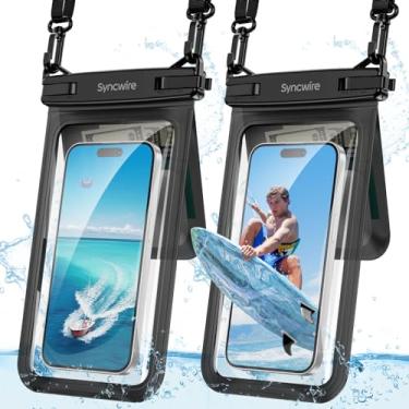 Imagem de SYNCWIRE Capa de telefone à prova d'água, pacote com 2 bolsos IPX8 com espaço duplo à prova d'água para iPhone 15 14 13 12 Pro Max XR X SE 2022 8 Samsung S24 S23 S22 Ultra S21 telefones abaixo de 8,5