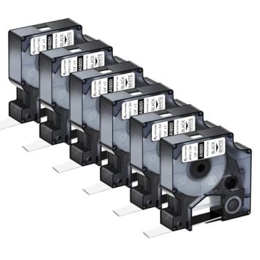 Imagem de KCMYTONER 6 pacotes compatíveis com Dymo Rhino 18051 A18051 6 mm tubos termorretráteis industriais pretos sobre branco para Rhino 1000 3000 4200 5000 5200 6000 3M refil de etiquetadora