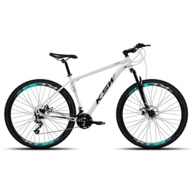 Imagem de Bicicleta KSW XLT 100 Em Aluminio 27 Velocidades 3x9V Freio a Disco Suspensão,19,Branco Preto