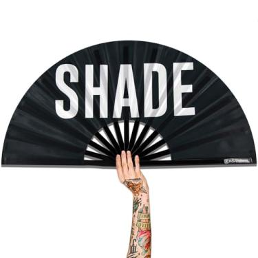 Imagem de Raveahem Ventilador UV Glow Rave, Ventilador de mão dobrável de bambu para homens e mulheres (sombra, grande 33 cm)