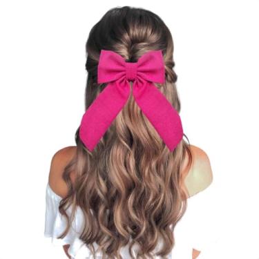 Imagem de Laço De Cabelo Adulto Grande Presilha Infantil - Laços, laço para cabelo, cabelo, presilha, bico de pato, luxo, romântico, pérola, acabamento perfeito, presilha, (Rosa)