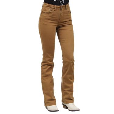 Imagem de Calça Jeans Feminina Brim Cos Alto Bege Cowboy Winner 36301