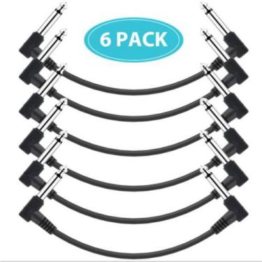Imagem de Ammoon-kit 6 Cabos ligação de pedais guitarra 15 cm angulado, Preto