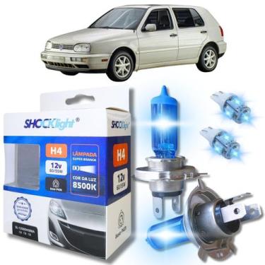 Imagem de Kit par lâmpadas super branca conector h4 8500k shocklight + par leds 