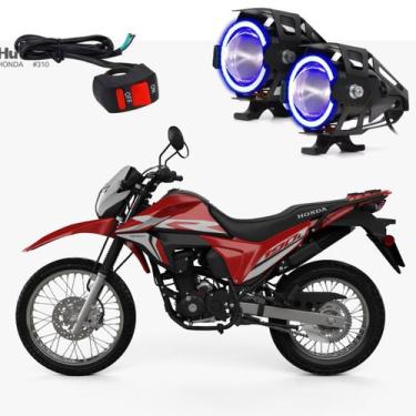 Imagem de Kit Led Farol Milha Moto Honda XR 190 2016 Angel Eye Azul U7 - LedAA