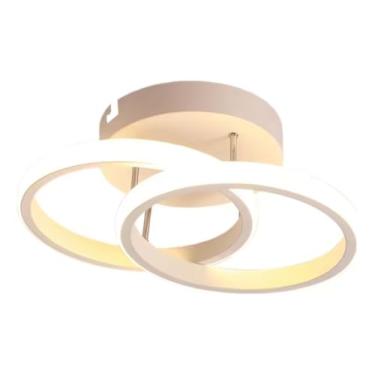 Imagem de Luminária Lustre de Led Plafon Pendentes Redondo Preto, Branco 32cm Led 3 em 1 Bivolt (Branco)