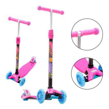 Imagem de Brinquedo Patinete Infantil Rosa De Menina 3 Rodas Com Led - DM Radica