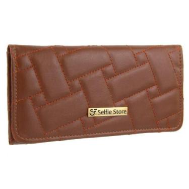 Imagem de Carteira Feminina de Mão Porta Cartões Textura Moderna - Fierre, Marro