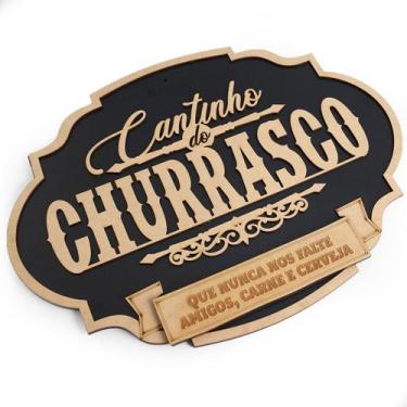 Imagem de Cantinho Do Churrasco Placa Decorativa 40x30 Alto Relevo Mdf - Yper Cr