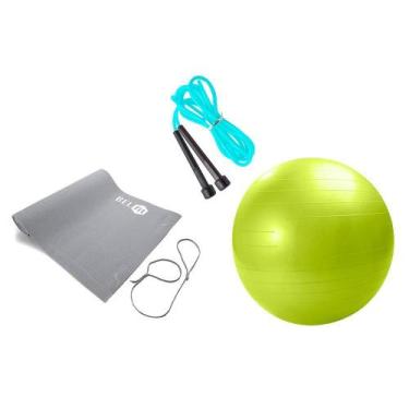 Imagem de Kit Ginástica Com Bola 55Cm, Corda E Tapete Belfix - Bel Fix