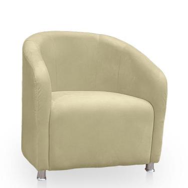 Imagem de Poltrona Redonda Moderna e Confortavel Alicia Suede - BelarStore, Bege