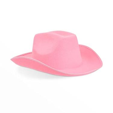 Imagem de Zodaca Chapéu de cowboy de feltro para homens e mulheres, chapéu de vaqueira ocidental para fantasia de Halloween, festa de despedida de solteira (tamanho adulto), rosa, One size fits most