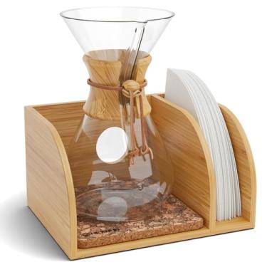 Imagem de HEXNUB – Suporte de bambu para cafeteiras, suporte de bambu para Chemex, Bodum, jarros Cosori, tapete à prova de calor, suporte de filtro para preparação de café - tapete de cortiça