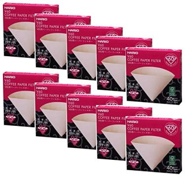 Imagem de 10 filtros de papel natural para café Hario V60 tamanho 03 com 40 unidades, 10 caixas (total de 400 folhas)