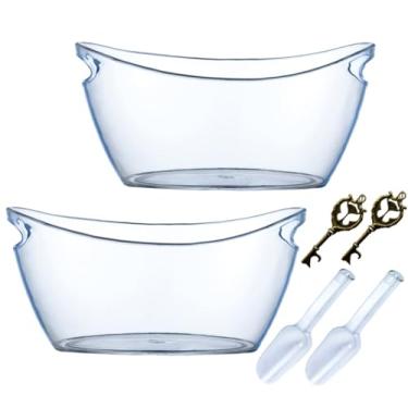 Imagem de Balde de gelo de 2 peças, baldes de gelo de acrílico para festas, 5,5 L extra grande transparente champanhe cerveja banheira Mimosa bar kit de suprimentos balde de bebida vinho com saca-rolhas e