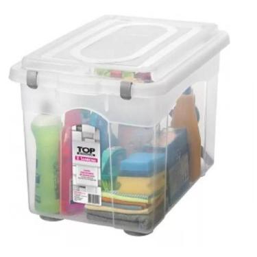 Imagem de Caixa Plástica incolor Organizadora Sanremo Tampa trava 56l