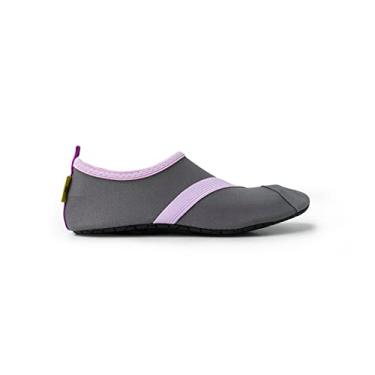 Imagem de FITKICKS Sapato aquático esportivo feminino original dobrável estilo de vida ativo minimalista para ioga descalço, Cinza escuro/lavanda, Medium