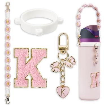 Imagem de Conjunto de pingentes de letras fofas compatível com garrafa de água Owala 680 g, 946 ml, 1,134 g, copo de café Owala Kids, Owala FreeSip – Inclui alça de alça, para acessórios Owala & Stanley Cup
