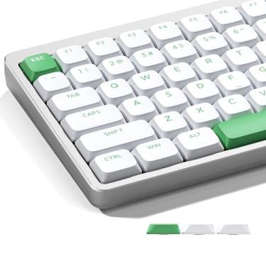 Imagem de GMKWTL XVX Teclas de perfil baixo, teclado PBT Double Shot, teclas brancas com teclas verdes personalizadas para 60% 75% 80% 85% 100% MX Switches Mecânicos Apenas Conjunto de Teclas