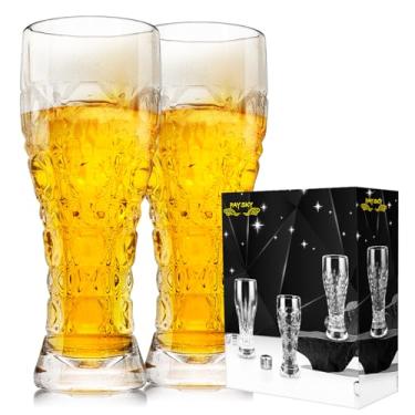 Imagem de Paysky Conjunto de 2 copos de cerveja de 500 ml, copos de cerveja Pilsner, copos de cerveja de trigo, conjunto de copos de bebida, presente de vidro para homens