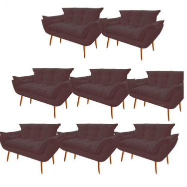 Imagem de Kit 08 Namoradeira  Decorativa  Opala Pés Palito em Madeira 2 Lugares 