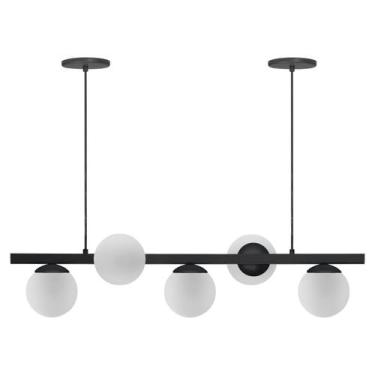 Imagem de Pendente Luminalux Madrid 5 Globos 120mm Moon Trilho Moderno, Preto Gl