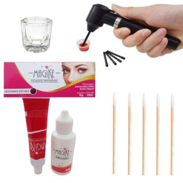 Imagem de Kit Tintura Sobrancelha Magike Emulsao 20ML Profissional Com Mixer Mis