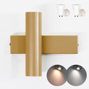 Imagem de Arandela Luminalux ALX0059 Tube design 2 focos led Mr11, Dourado, Bran