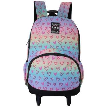 Imagem de Mochila De Rodas Reforçada Denlex Coração Estrela Feminina, Escolar