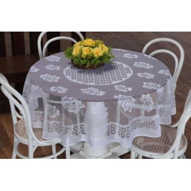 Imagem de TOALHA DE MESA REDONDA EM RENDA TRABALHADA ROSAS 1,60m - BruceBaby Bor
