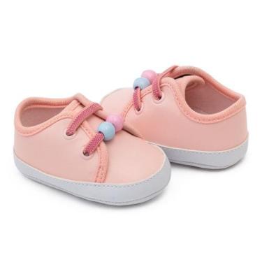 Imagem de Tênis Infantil Bebê Pimpolho 00 a 7 meses Menina, Rosa com bolinha, 02