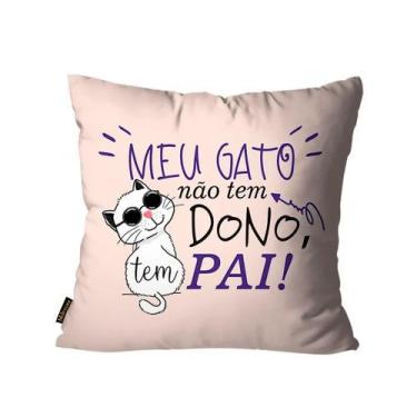 Imagem de Almofada Geracao Animal Pai de Gato Bege 45X45cm - mdecore