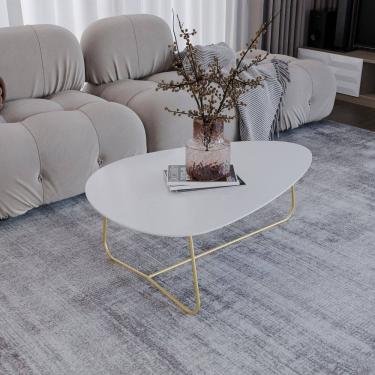 Imagem de Mesa de Centro Trude Organica 35cm X 90cm X 60cm BRANCO / DOURADO